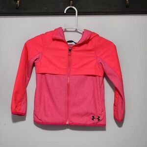 Under Armour, youth girl extra small jacket, hot pink, fleece